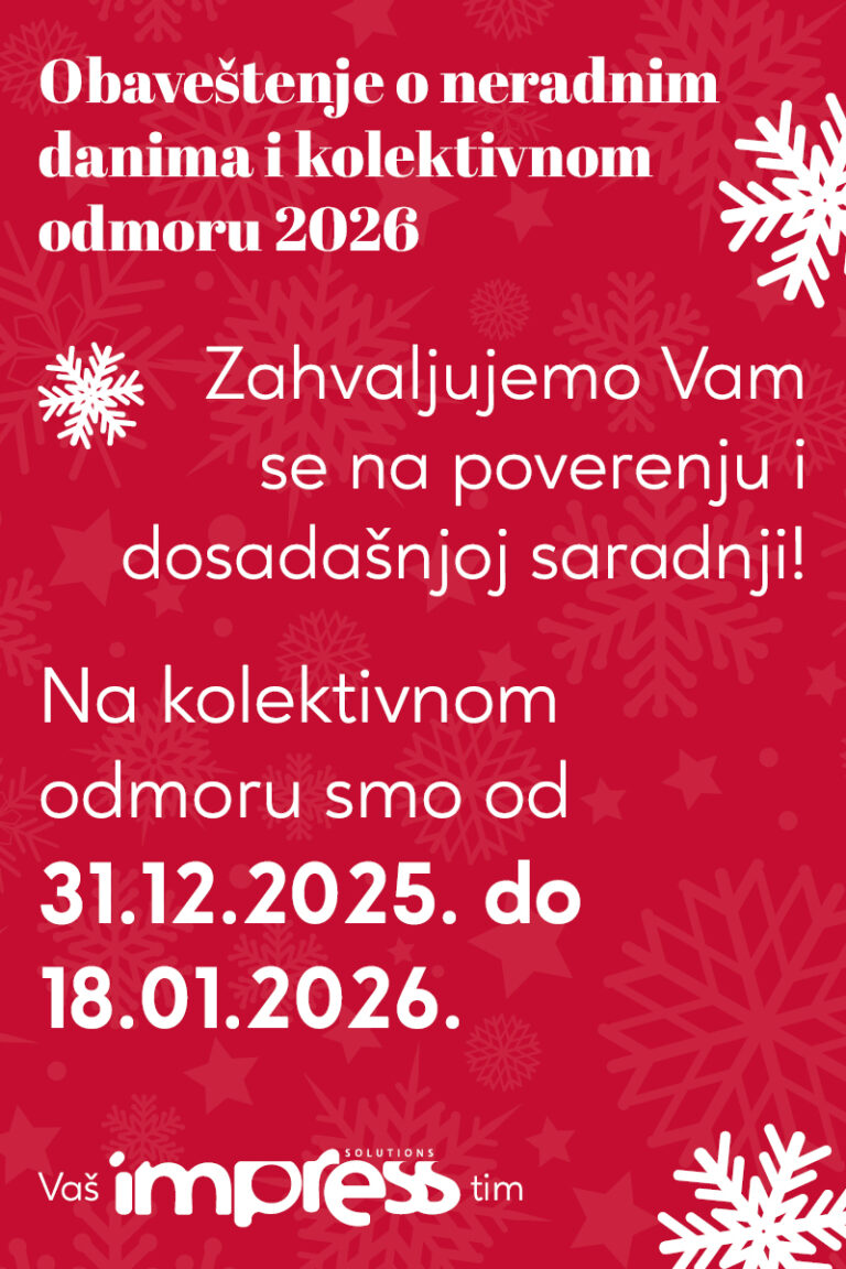 Obaveštenje o neradnim danima i kolektivnom odmoru 2026
